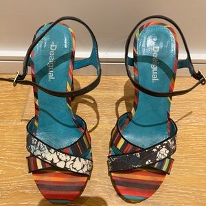 High heel rainbow color shoes